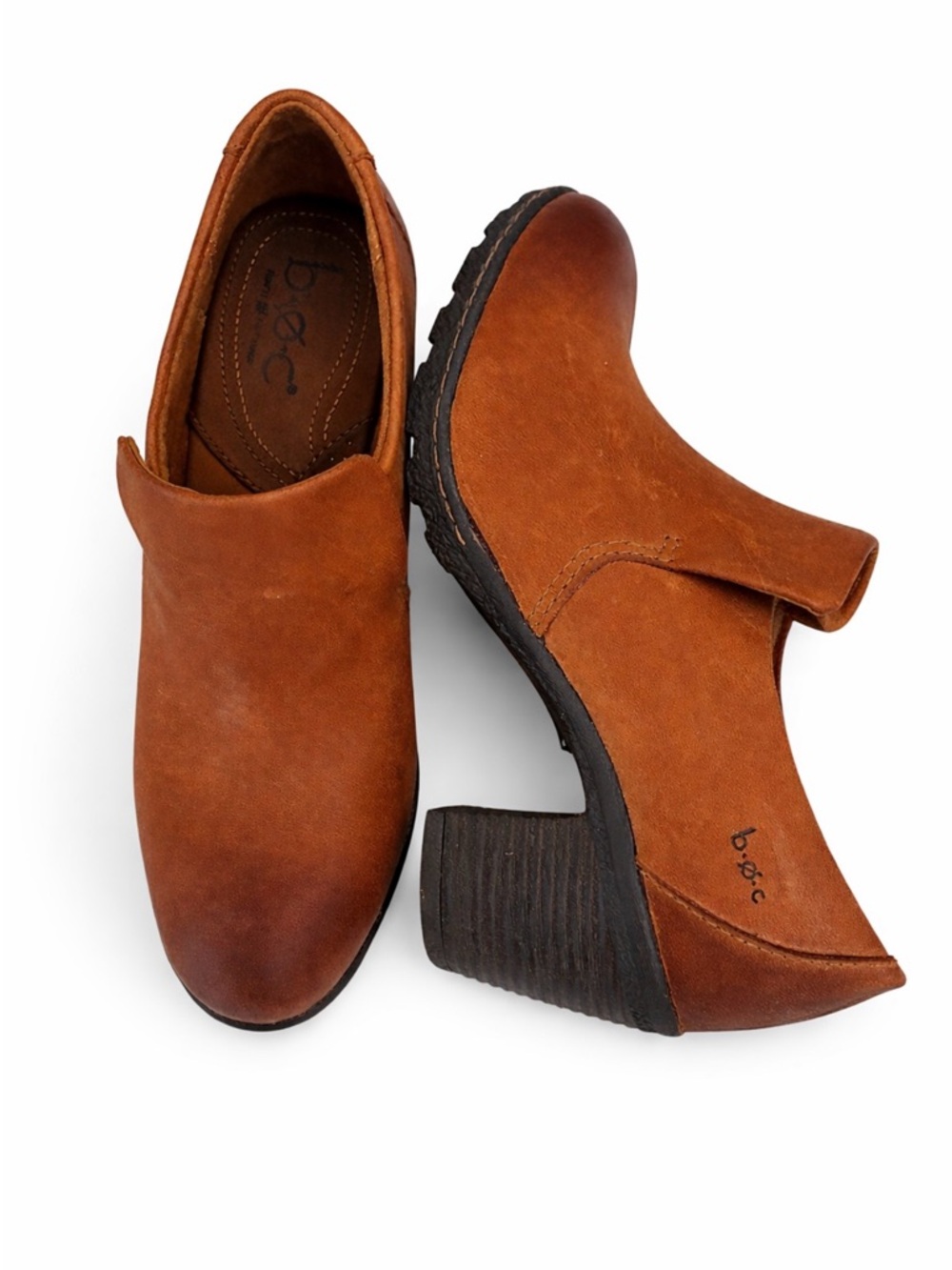 BOC Born Concept Carla Teak Brown Leather Booties NEW Size 8 Comfort Slip-On